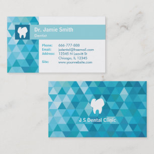 Tooth Logo Blue Polygon Dentist Business Cards
