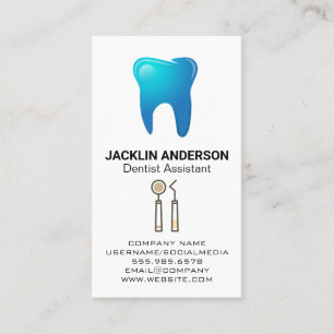 Tooth Logo Dental Tools Business Card