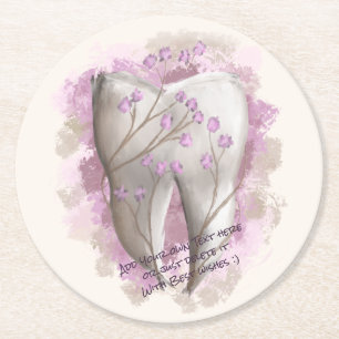 Tooth Painting. Dentist, Dental Assistant Template Round Paper Coaster