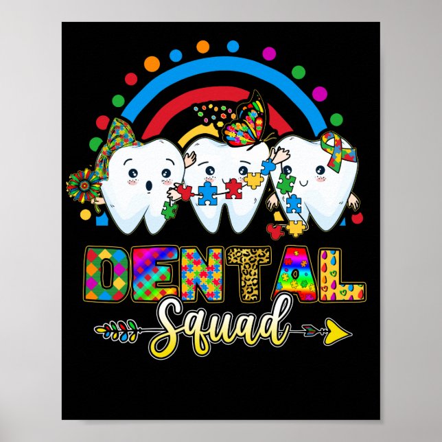 Tooth Puzzle Autism Day Dental Squad Hygienist Poster (Front)
