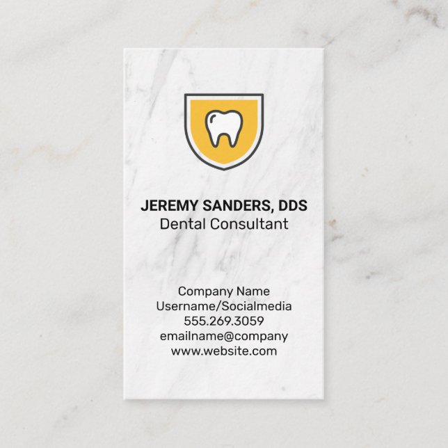Tooth Shield Icon Business Card (Front)