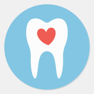 Tooth silhouette love heart dentist dental sticker