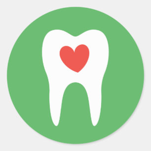 Tooth silhouette love heart dentist dental sticker