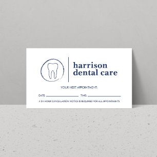 Tooth Sketch Logo White/Blue Dentist Appointment Business Card