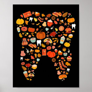 Tooth Teeth Happy Fall Y'all Dental Dentist Thanks Poster
