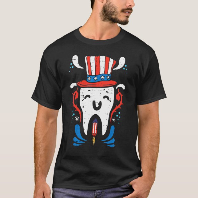 Tooth Us Flag Top Hat 4th Of July Teeth Dental Den (Front)