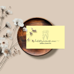 Tooth whitening dental clinic modern yellow business card