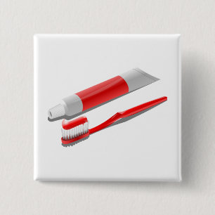 Toothbrush And Toothpaste 15 Cm Square Badge