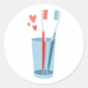 toothbrush classic round sticker