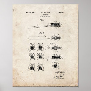 Toothbrush Patent - Old Look Poster