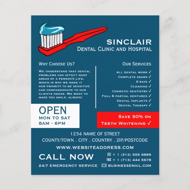 Toothbrush & Toothpaste, Dentistry, Dentist Advert Flyer (Front)