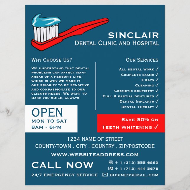 Toothbrush & Toothpaste, Dentistry, Dentist Advert Flyer (Front)