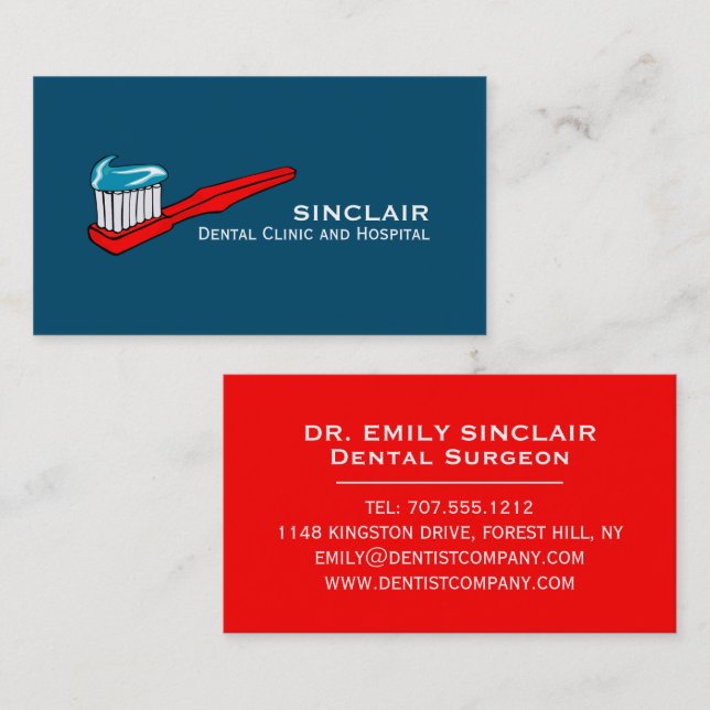 Toothbrush & Toothpaste, Dentistry, Dentist Business Card (Front/Back)