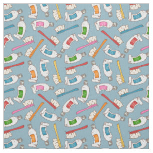 Toothbrush & Toothpaste Pattern Fabric