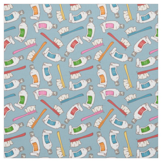 Toothbrush & Toothpaste Pattern Fabric (Swatch)