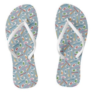 Toothbrush & Toothpaste Pattern Jandals