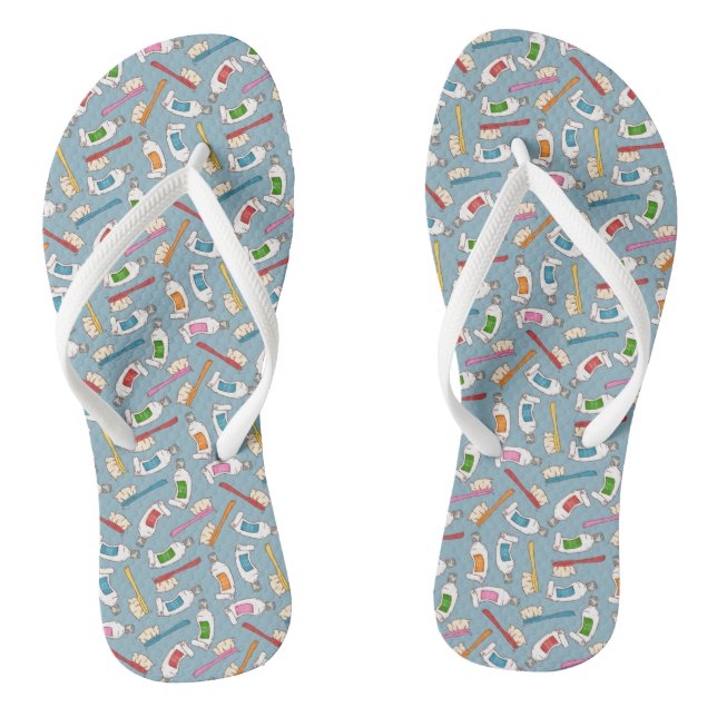 Toothbrush & Toothpaste Pattern Jandals (Footbed)