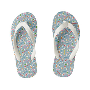Toothbrush & Toothpaste Pattern Kid's Jandals