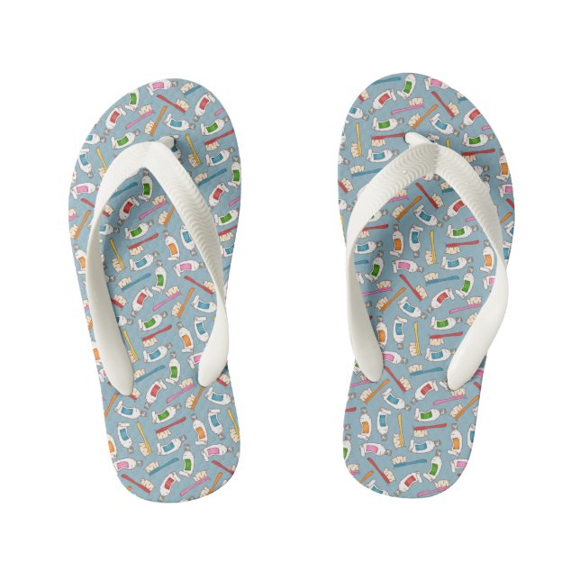 Toothbrush & Toothpaste Pattern Kid's Jandals (Footbed)