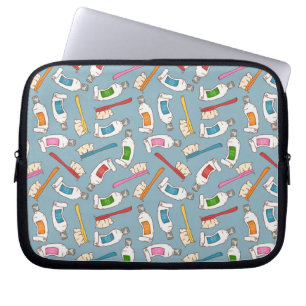Toothbrush & Toothpaste Pattern Laptop Sleeve