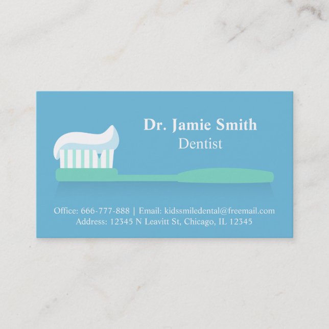 Toothpaste ToothBrush Dental Business Cards (Front)