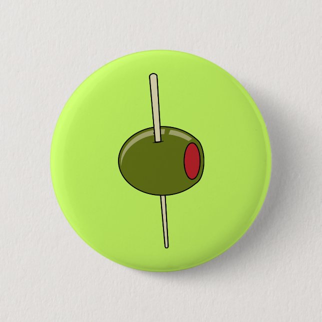 toothpicked olive 6 cm round badge (Front)