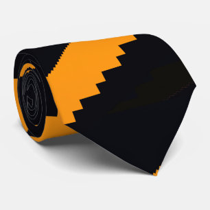 Toothy Crocodile or Stairs Up Black Orange Pattern Tie