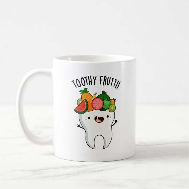 Toothy Fruity Funny Dental Pun  Coffee Mug (Left)