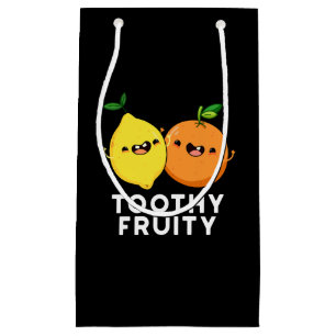 Toothy Fruity Funny Fruit Pun Dark BG Small Gift Bag
