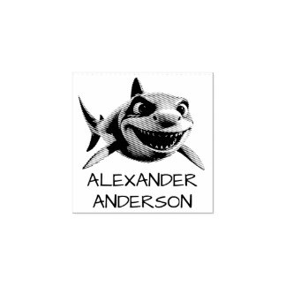 Toothy Shark Personalise Rubber Stamp