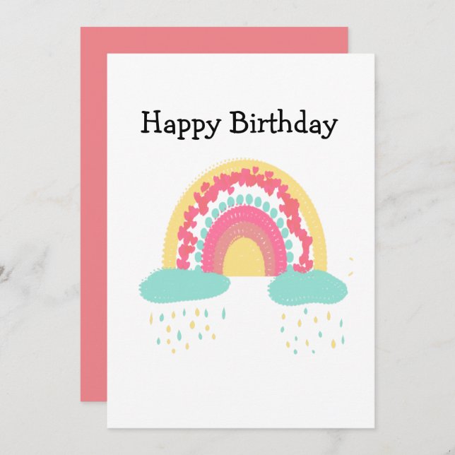 Tootsie Fruity Rainbow Happy Birthday  Invitation (Front/Back)
