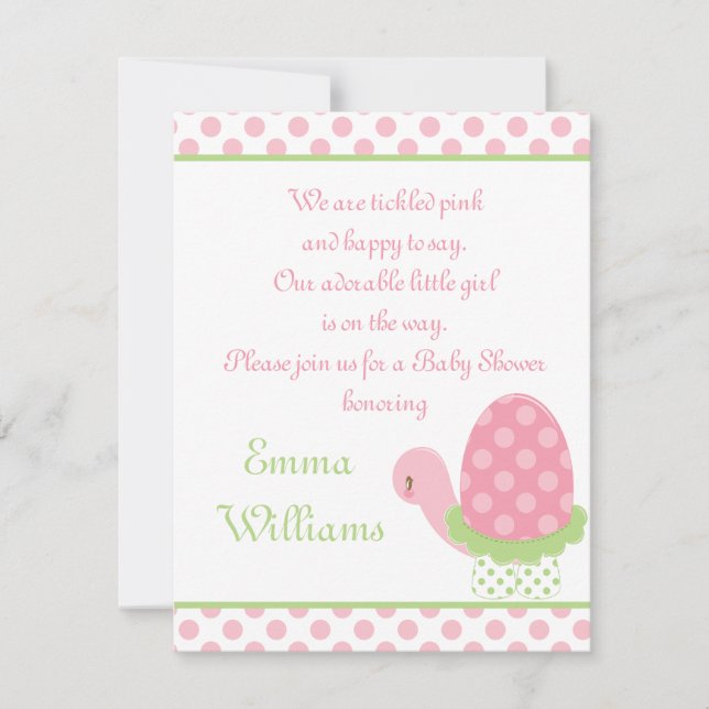 Tootsie Turtle Baby Shower Invitation 4.25" x 5.5" (Front)