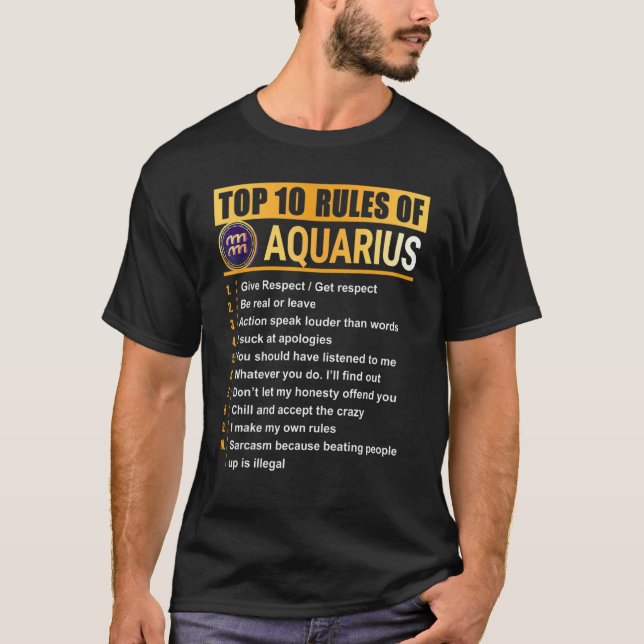 Top 10 Rules For Aquarius Zodiac Birthday (Front)