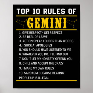Top 10 Rules Of Gemini May 21 - June 21 Poster