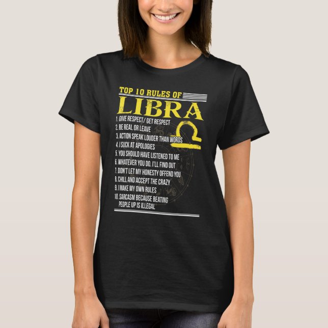 Top 10 Rules Of Libra Sept 23 - Oct 23 Queen King  (Front)