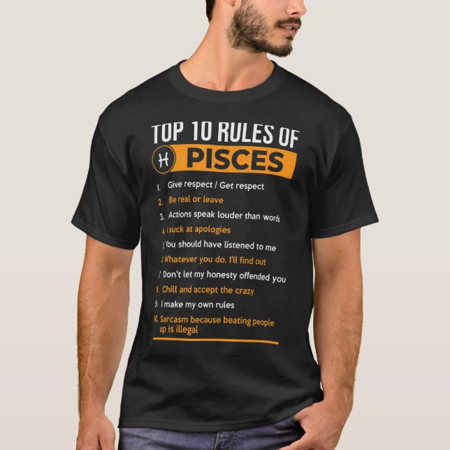 Top 10 Rules Of Pisces Zodiac Horoscope Birthday M (Front)