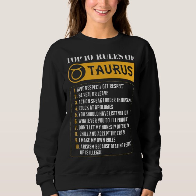 Top 10 Rules Of Taurus Zodiac Sign Horoscope Birth (Front)