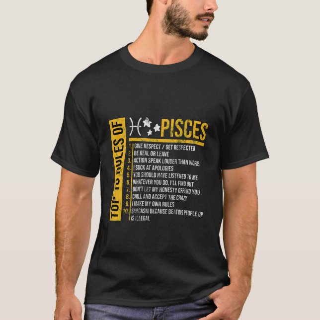 Top 10 Rules Pisces Horoscope Zodiac Birthday Gift (Front)