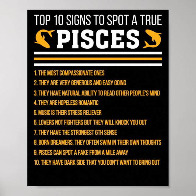Top 10 Signs To Spot A True Pisces T-Shirt (Front)