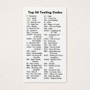 Top 50 Internet / Cell Texting Codes