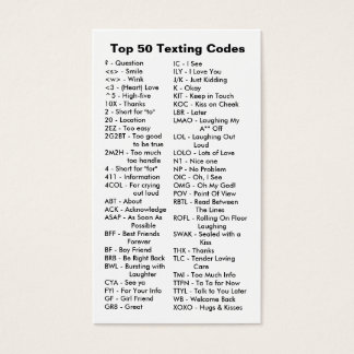 Top 50 Internet / Cell Texting Codes
