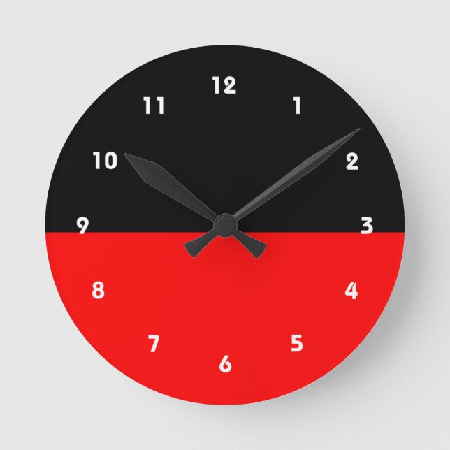 top black bottom red DIY custom background templat Round Clock (Front)