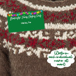 Top Border Christmas Lights Party Sticker Name Tag<br><div class="desc">Help break the ice for guests at your holiday gathering when you offer festive personalised paper label name tags featuring a Christmas light top border over a green background on this name tag label design. It will help guests recognise and recall names throughout the event. The shipping label size and...</div>