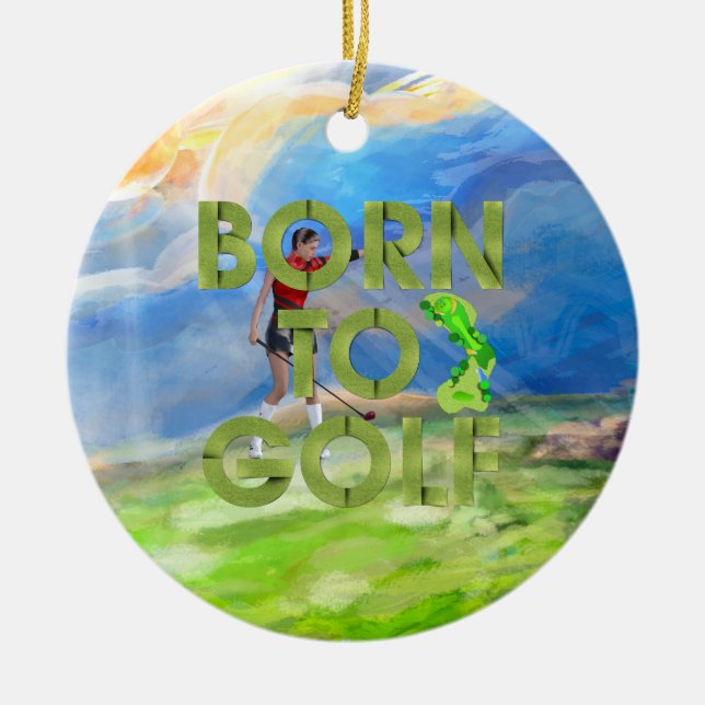 TOP Born to Golf Ceramic Tree Decoration (Front)