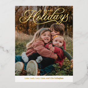 Top Caption Happy Holidays Foil Holiday Postcard