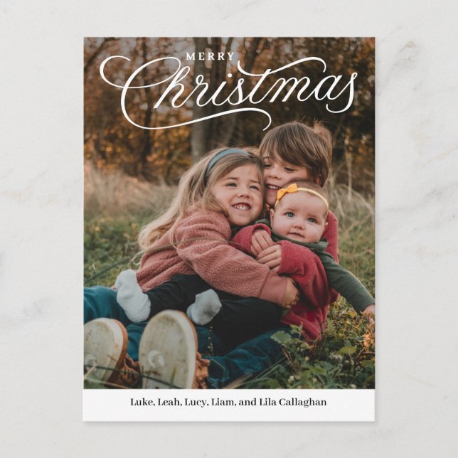 Top Caption Merry Christmas Editable Colour Holiday Postcard (Front)