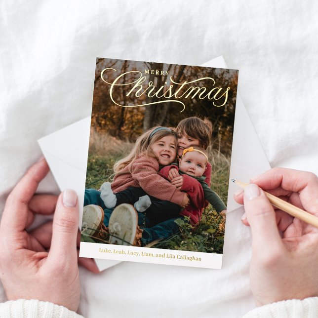 Top Caption Merry Christmas Foil Holiday Card (Creator Uploaded)