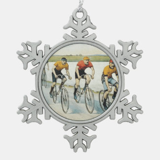 TOP Cycling Old School Snowflake Pewter Christmas Ornament
