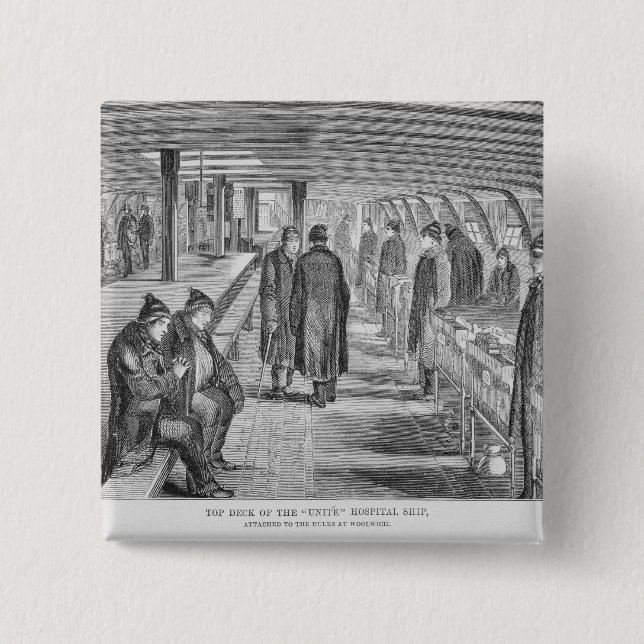 Top Deck of the 'Unite' Hospital Ship Attached to 15 Cm Square Badge (Front)