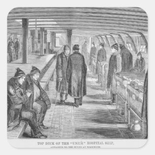 Top Deck of the 'Unite' Hospital Ship Attached to Square Sticker